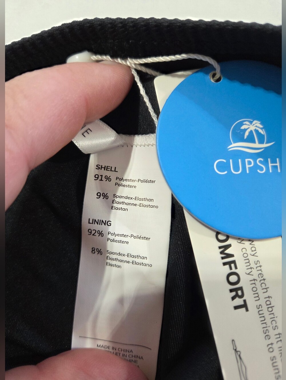 Cupshe Women’s Black Ribbed Bikini Set - Classic Two-Piece Swimwear - Picture 5 of 10